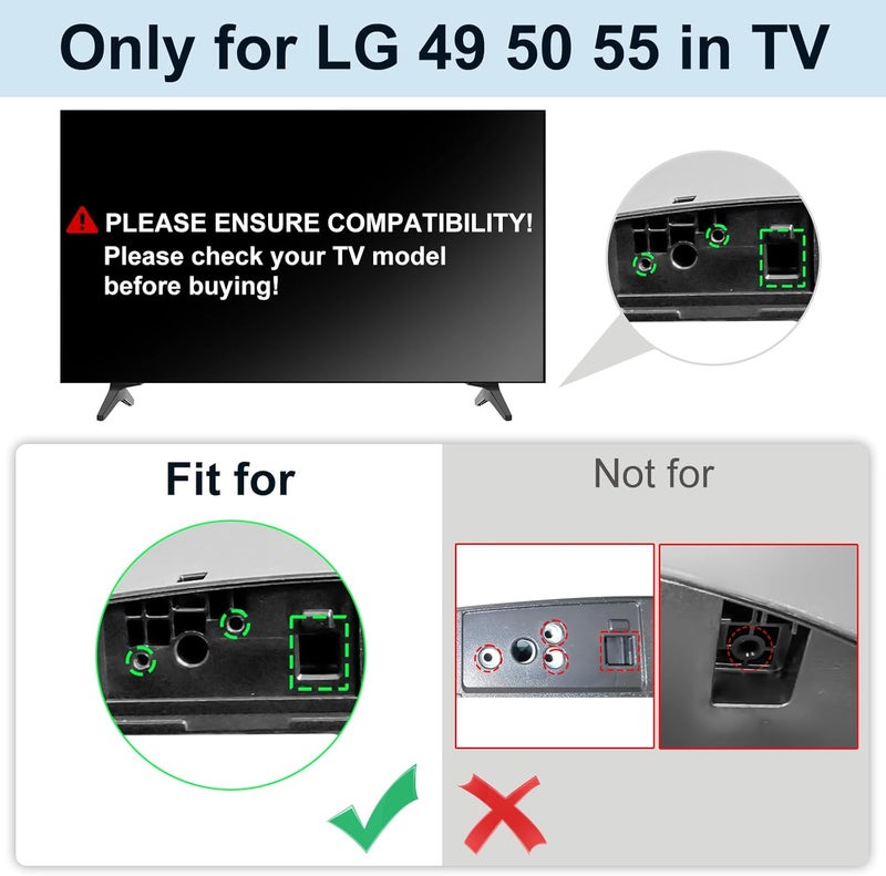 Maozhren 49" 50" 55" TV Stand for LG TV Legs for 55UJ6300 55UJ6540 55UK6200 55UK6300 55UK6500 55LJ550M 55UM7300 55UN6900 55LJ5550 50UK6500 49UK6300 MAM643660 MEZ64114730 Replacement Legs for LG TV with Screws - Image 3